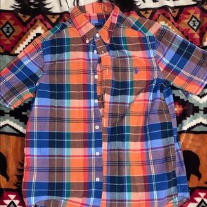 Ralph Lauren Multicolor Plaid Button-Down Shirt with Orange & Blue